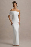 Alonza White Twisted Bardot Maxi Dress