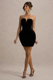 Bryanna Black Velvet Sweetheart Mini Dress With Tulip Skirt