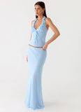 Star Girl Chiffon Maxi Skirt Blue