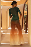 Serafia Ombre Print Mesh Long Sleeve Cover Up
