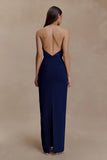 Elina Satin Necklace Maxi Dress Navy