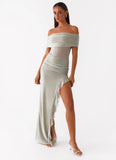 Nelly Off Shoulder Maxi Dress Pistachio