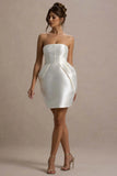 Lovebug Ivory Bandeau Mini Dress With Tulip Skirt