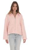 Fuzzy Zip Up Jacket in Pink