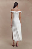 Allegra Off Shoulder Ruffle Midi Dress Ivory