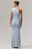 Mardi Powder Blue Asymmetric Maxi Dress With Ruching
