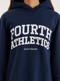 Navy Fourth Athletics Slogan Oversized Hoodie