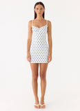 Last Light Mini Dress Porcelain Blue Polka Dot