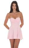 Lace Bust Fit and Flare Dress in Pink