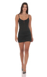 Mesh Corset Rhinestone Dress in Black