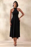 Rhode Black Halter Neck Midi Dress