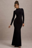 Tova Black High Neck Long Sleeve Maxi Dress