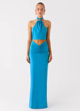 Chiquita Halter Maxi Dress Turquoise Blue