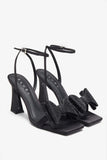 Headlines Black Ankle Strap Heeled Sandals With Diamante Bows