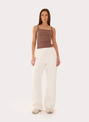 White 4th Wide Leg Branded Joggers