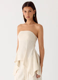 Rossi Hanky Hem Linen Top Oatmeal