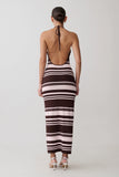 Brienne Stripe Midi Dress Pink Chocolate