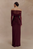 Rafaella Slinky And Mesh Maxi Dress Mahogany