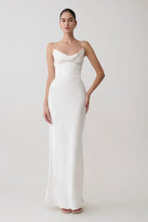 Seraphine Corset Satin Maxi Dress Ivory
