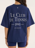 Navy Tennis Club Back Print T Shirt