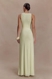Perrie Slinky Ruched Maxi Dress Pastel Lime