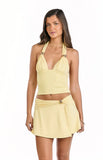 Say No More Yellow Trim Mini Skirt