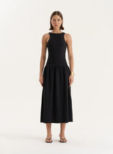 Black Jersey Drop Waist Dress