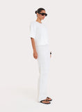 White Crochet Button Crop Shirt