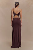 Reama Wrap Over Knit Maxi Dress Chocolate