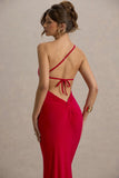 Dressing Up Red One Shoulder Maxi Dress With Open Back Detail