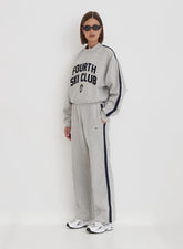 Grey Contrast Stripe Wide Leg Jogger