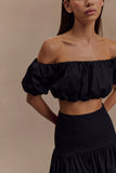 Autumn Off Shoulder Bubble Top Black