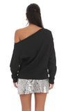 Cut Off Shoulder Jumper in Black