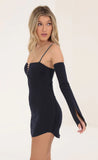 Crepe Rhinestone Dress in Navy