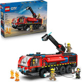 LEGO City Airport Fire Truck Kids Building Toy Pretend Play Emergency Vehicle for Boys Girls Ages 7 Fire Engine Toy W 4 Firefighter Minifigures Gift Idea for Birthdays 60499