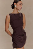 Bexley Draped Mini Dress Dark Chocolate
