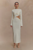 Azariah Long Sleeve Knit Midi Dress Ivory