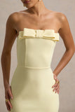 Hallie Lemon Bandeau Maxi Dress With Bow Detail