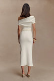 Kendra Scuba Jersey Midi Dress With Hardware Ivory
