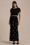 Aven Black Hand Embellished Maxi Skirt