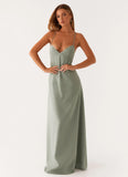 Middle Ground Linen Maxi Dress Sage