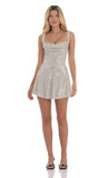 Silver Sequin A line Dress in Tan