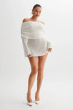 Marisol Off Shoulder Boucle Mini Dress Ivory