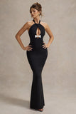 Raelynn Black Halter Neck Cut Out Maxi Dress With Bow