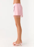 Heavenward Wrap Mini Skirt Pink