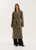 Khaki Belted Longline Trench Coat