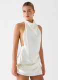 Play It Out Cowl Mini Dress Ivory