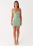 Vietta Sequin Cami Micro Mini Dress Mint