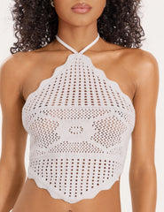 Cream Crochet Halterneck Top