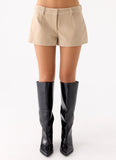 Jeremy Faux Suede Shorts Cream